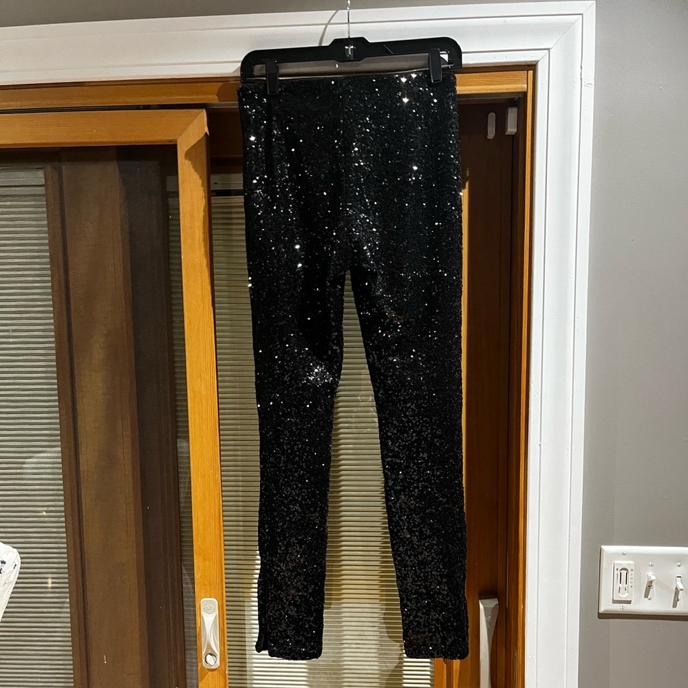 H & M black sequin pants - size 4/6